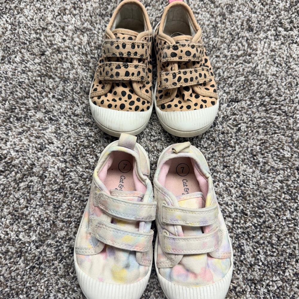 Gently Used Cat&Jack Sneakers (set of 2) - Cheetah/Tie Dye - Toddler Size 7